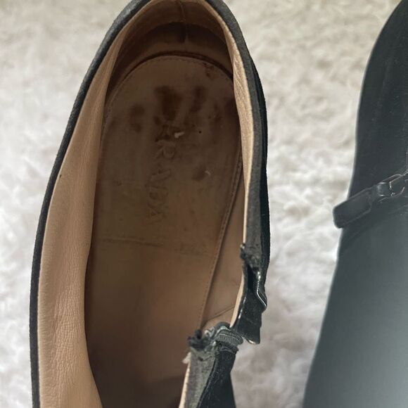 Prada Black suede platform heels ankle boots with side zipper EUR SZ42 - Picture 11 of 13